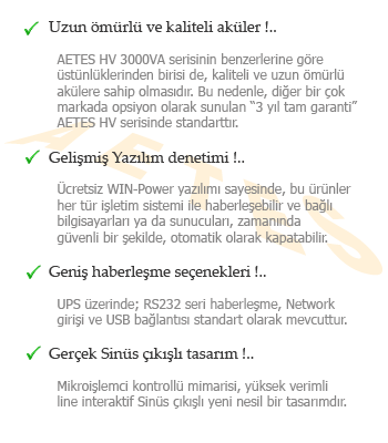 Rack mount UPS teknik özellikler